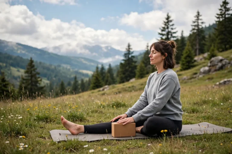 Non-flexible beginner doing a simple 10-minute yoga routine at home