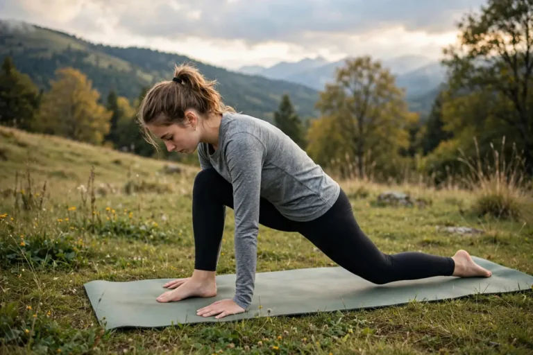 Beginner yogi practicing basic poses in a group yoga class setting