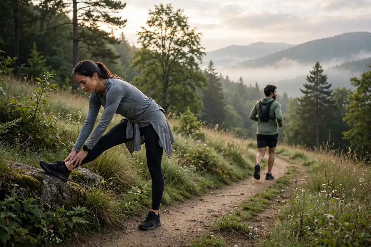 Person lacing up running shoes to build a lasting exercise habit