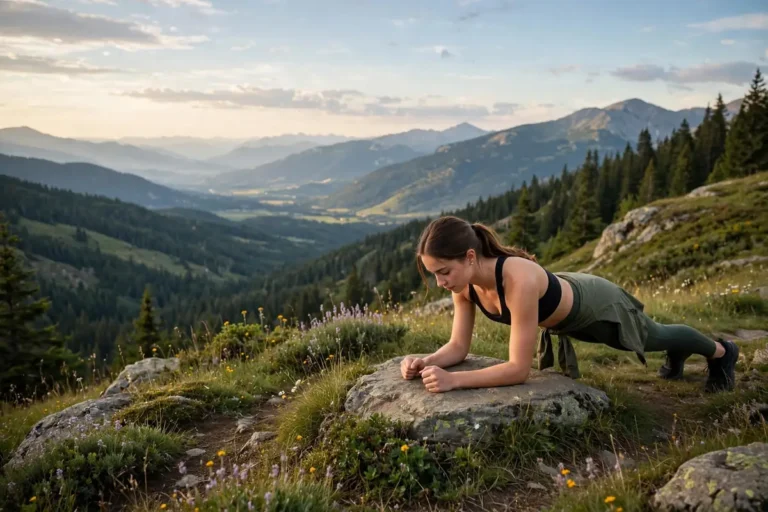 Woman holding a plank to build core strength without crunches