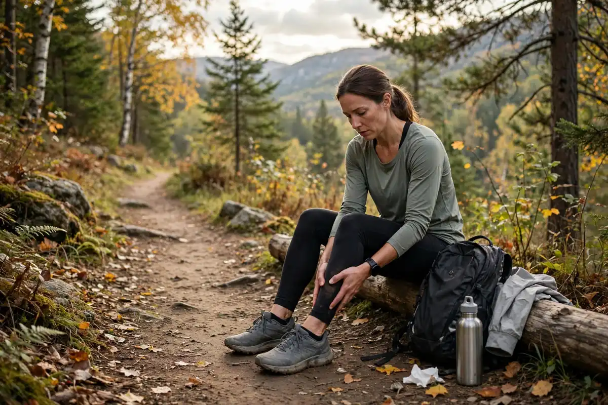 Woman easing back into exercise with light dumbbells after a break