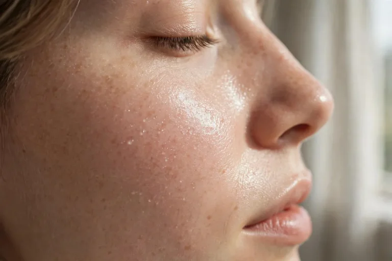 Close-up of glowing healthy skin showing the benefits of ceramides for the skin barrier