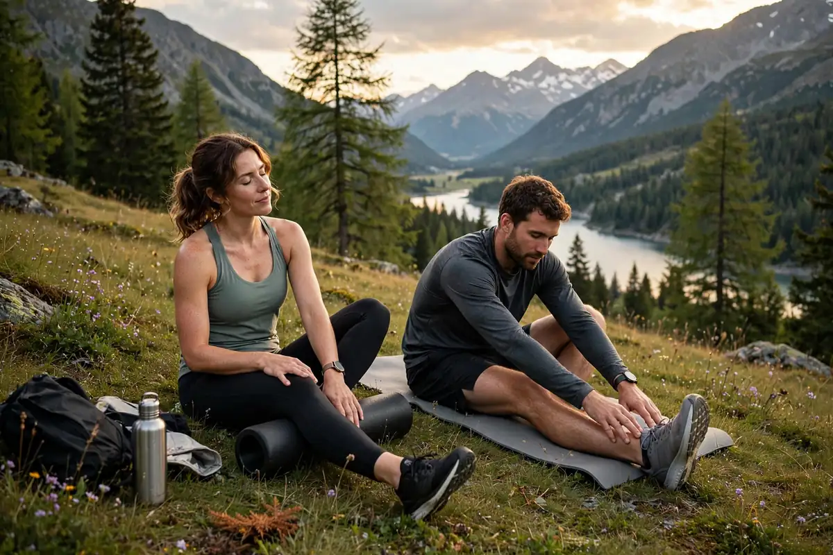 Person cooling down with gentle stretches after a workout
